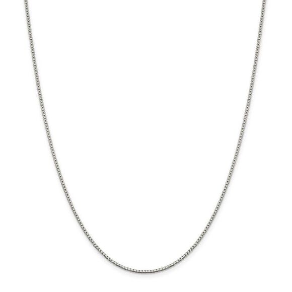 1.4mm Rhodium-Plated Sterling Silver Solid Box Chain Necklace 20 Inch